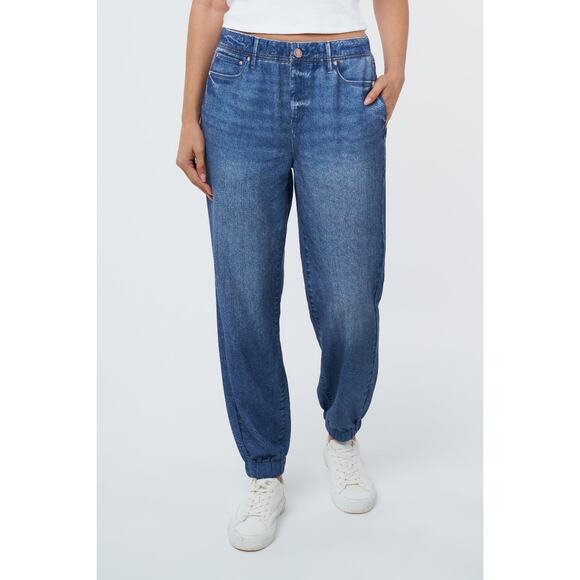 Seven 7 Denim Illusion Cotton Terry High Rise Jean Jogger Pants Blue Women's XL - Picture 1 of 10
